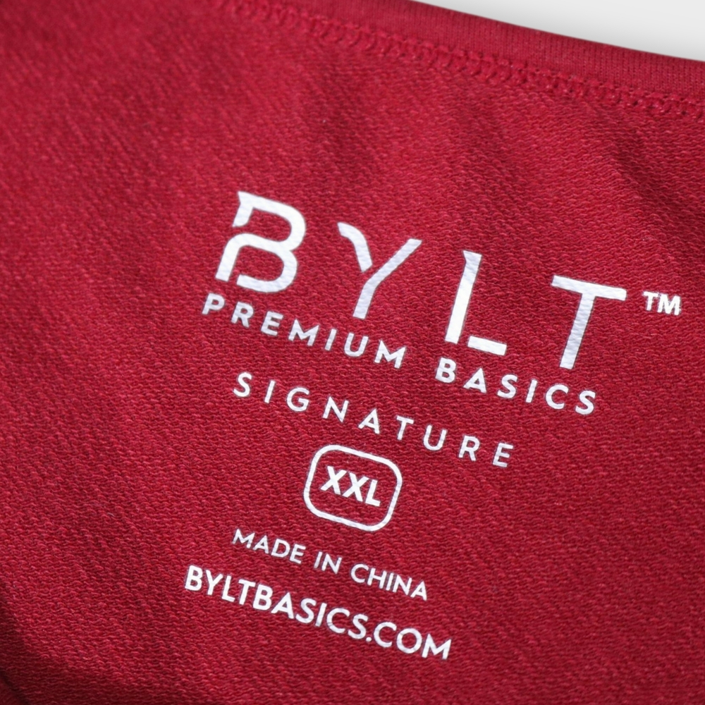 BYLT Shirt Mens 2XL XXL Red Lux Drop Cut Long Sleeve Crew Neck Baselayer Premium - Picture 4 of 5